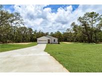 Charming single-story home with a well-manicured lawn and a long driveway leading to an attached garage at 8258 Sw 136Th Ter, Dunnellon, FL 34432
