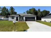 Charming single-Gathering home featuring a well-manicured lawn, two-car garage, and freshly painted exterior at 7382 Sw 129Th Ln, Ocala, FL 34473