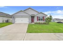 Charming single-story home with a well-maintained lawn and a two-car garage at 11284 Amber Ridge Dr, Zellwood, FL 32798