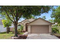 Charming single-story home featuring a well-manicured lawn, arched entry, and attached two-car garage at 1919 River Park Blvd, Orlando, FL 32817