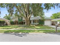 Charming single-story home featuring well-maintained landscaping, a lovely lawn, and mature shade trees at 3054 Bluebrook Dr, Winter Park, FL 32792