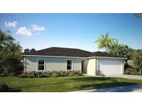 Charming single-story home featuring a well-maintained lawn, complemented by lush landscaping and a two car garage at 1114 Camden W Way, Poinciana, FL 34758