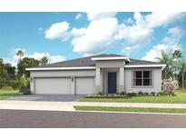 Charming single-story home featuring a two-car garage, a covered entry, and lush landscaping at 960 Club Cresswind Dr, Lady Lake, FL 32159