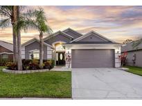 Charming home featuring a well-manicured lawn, tropical landscaping and a two-car garage at 2520 Oakington St, Winter Garden, FL 34787