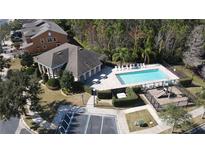 Aerial view of a community pool, playground, and cabana with ample seating at 9575 Silver Buttonwood St, Orlando, FL 32832