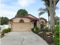 Charming single-story home with a well-maintained lawn and a two-car garage at 2021 Wildfire Ct, Apopka, FL 32703
