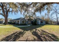 Charming one-story home with a landscaped yard and majestic old trees draped with Spanish moss at 6917 Roman Ct, Clermont, FL 34714