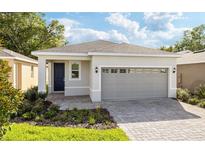 Charming single-Gathering home featuring a gray garage door and landscaped front yard at 150 Fredericksburg Ave, Orange City, FL 32763
