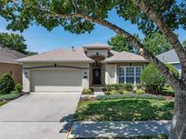 Charming home with a well-manicured lawn and beautiful landscaping, complemented by mature trees at 210 Coleton Lane, Deland, FL 32724