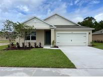 Charming one-story home featuring a pristine lawn and a two-car garage at 5132 Gopher Apple Dr, Apopka, FL 32712
