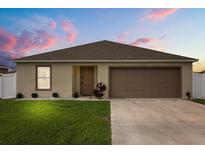 Inviting single-story home featuring a neatly manicured lawn and an attached two-car garage at 391 Begonia Ct, Kissimmee, FL 34759