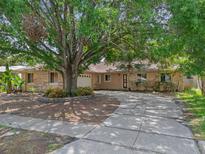 Traditional brick home with an expansive driveway, mature trees and landscaping creating great curb appeal at 817 Big Buck Cir, Winter Springs, FL 32708