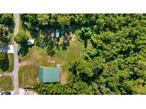 Aerial view of a lush property with a green roofed building, green space, and trees at 287 Hilltop Dr, Longwood, FL 32750