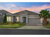 Charming single-story home boasts a lush lawn, landscaped beds, and a two-car garage with brick-paved driveway at 2171 Timber Creek Ln, Clermont, FL 34715