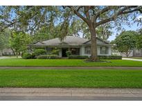 Charming single-story home featuring a spacious front yard with lush green grass and mature trees offering ample shade at 432 Valley View Dr, Winter Garden, FL 34787