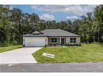 Charming single-story home featuring a two-car garage and well-maintained front lawn at 327 Larch Rd, Ocala, FL 34480