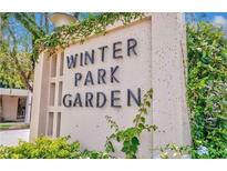 Winter Park Garden community sign with decorative foliage and clear signage at 700 Melrose Ave # C22, Winter Park, FL 32789