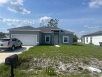 Charming single-story home with gray exterior, well-maintained lawn, and attached garage at 611 Amazon Pl, Kissimmee, FL 34759