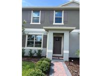 Charming two-story home with a beautiful front door and well-maintained landscaping at 12035 Holystone St, Winter Garden, FL 34787