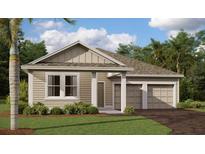 Charming single-story home with a two-car garage, neutral siding, and lush landscaping at 30124 Misty Pines Road, Mount Dora, FL 32757