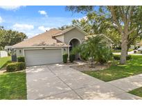 Charming single-story home featuring a well-maintained lawn, mature trees, and an attached two-car garage at 2696 Clearview St, Clermont, FL 34711