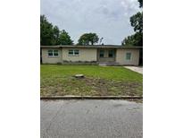 Single story home featuring a yellow-painted exterior with a well-maintained lawn and some plants at 3410 Calumet Dr, Orlando, FL 32810