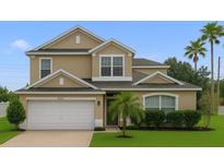 Charming two-story home with a well-manicured lawn and a two car garage at 3222 Eagle Creek Ln, Kissimmee, FL 34746