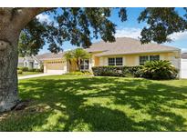 Inviting single-story home featuring a well-manicured lawn, mature landscaping, and a welcoming facade at 6005 Coal Ct, St Cloud, FL 34772