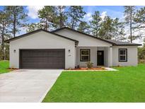 Charming one-story home features a well-manicured lawn, complemented by tasteful landscaping and a two car garage at 17485 Sw 41St Cir, Ocala, FL 34473