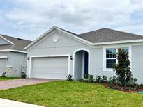Charming single-story home with a two-car garage, manicured lawn, and tasteful landscaping at 341 Switchgrass Loop, Minneola, FL 34715