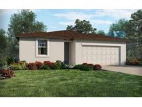 Charming single-story home with a well-manicured lawn, neutral paint, and attached two-car garage at 1321 Oak Valley Dr, Auburndale, FL 33823