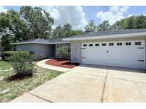 Charming single-story home with a well-maintained lawn, a two-car garage, and mature trees at 1326 Wildcat Ct, Apopka, FL 32712