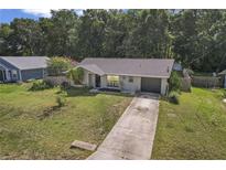 Charming single-story home featuring a well-maintained lawn and a long driveway leading to an attached garage at 3565 Sw Idlewild St, Dunnellon, FL 34431