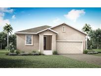 Charming single-story home with a two-car garage, landscaped yard and neutral color palette at 420 Free Range Dr, Clermont, FL 34715