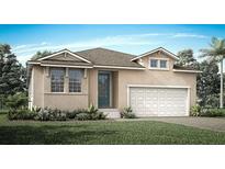 Charming single-Gathering home with a two-car garage, manicured lawn, and inviting front entrance at 444 Free Range Dr, Clermont, FL 34715