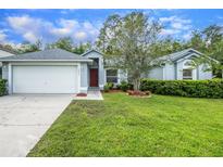 Charming one-story home featuring a two-car garage, well-maintained lawn, and mature landscaping at 10675 Fairhaven Way, Orlando, FL 32825