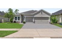Charming single-story home featuring a two-car garage, well-maintained lawn, and inviting curb appeal at 17676 Passionflower Cir, Clermont, FL 34714