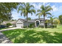 Beautiful home with palm trees, a lush green lawn, and well-maintained landscaping at 189 Blackstone Creek Rd, Groveland, FL 34736