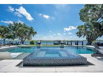 Beautiful backyard pool and hot tub with stunning water view and fire bowls at 15787 Tangerine Dream Ct, Winter Garden, FL 34787