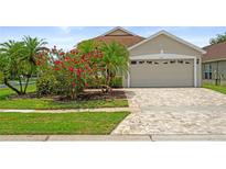 Charming single-story home with a paver driveway and colorful landscaping at 9003 Pecky Cypress Way, Orlando, FL 32836