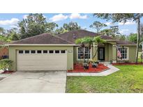 Charming single-story home with a well-maintained lawn, beautiful landscaping, and attached two-car garage at 3271 Settlers Trl, St Cloud, FL 34772