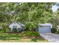 Charming single-story home with a well-maintained lawn, mature trees, and a two-car garage at 5990 Se 5Th Pl, Ocala, FL 34472