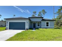 Charming single-story home with a well-manicured lawn, attached garage, and inviting front entrance at 2500 Sw 156Th Ln Rd, Ocala, FL 34473