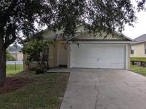 Charming single-story home with a two-car garage and a well-maintained front lawn at 1027 Sheeler Hills Dr, Apopka, FL 32703