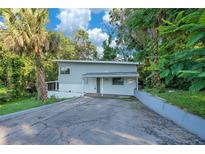 Charming two-story home featuring a modern design, complemented by lush tropical landscaping and a private driveway at 1630 Lakeview Ct, Eustis, FL 32726
