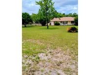 Ranch-style home featuring a well-maintained lawn, mature trees, and a welcoming facade at 16677 Sw 47Th Place Rd, Ocala, FL 34481