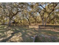 Expansive lot featuring beautiful mature trees, a dark wooden fence, and open space at 63 Lake Wood Cir, Ocala, FL 34482