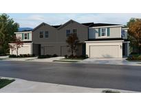 Charming townhome featuring a spacious garage, neutral exterior, and well-maintained landscaping at 16366 Bird Of Paradise Ave, Clermont, FL 34714