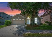 Charming home featuring a two-car garage, manicured lawn, and mature tree shading the front yard at 6720 Winder Lynne Ln, Orlando, FL 32819