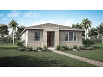 Charming single-story home with a modern facade, well-manicured lawn, and inviting walkway at 9528 Archway Aly, Orlando, FL 32832